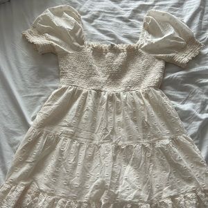PUFF SLEEVE CREAM DRESS